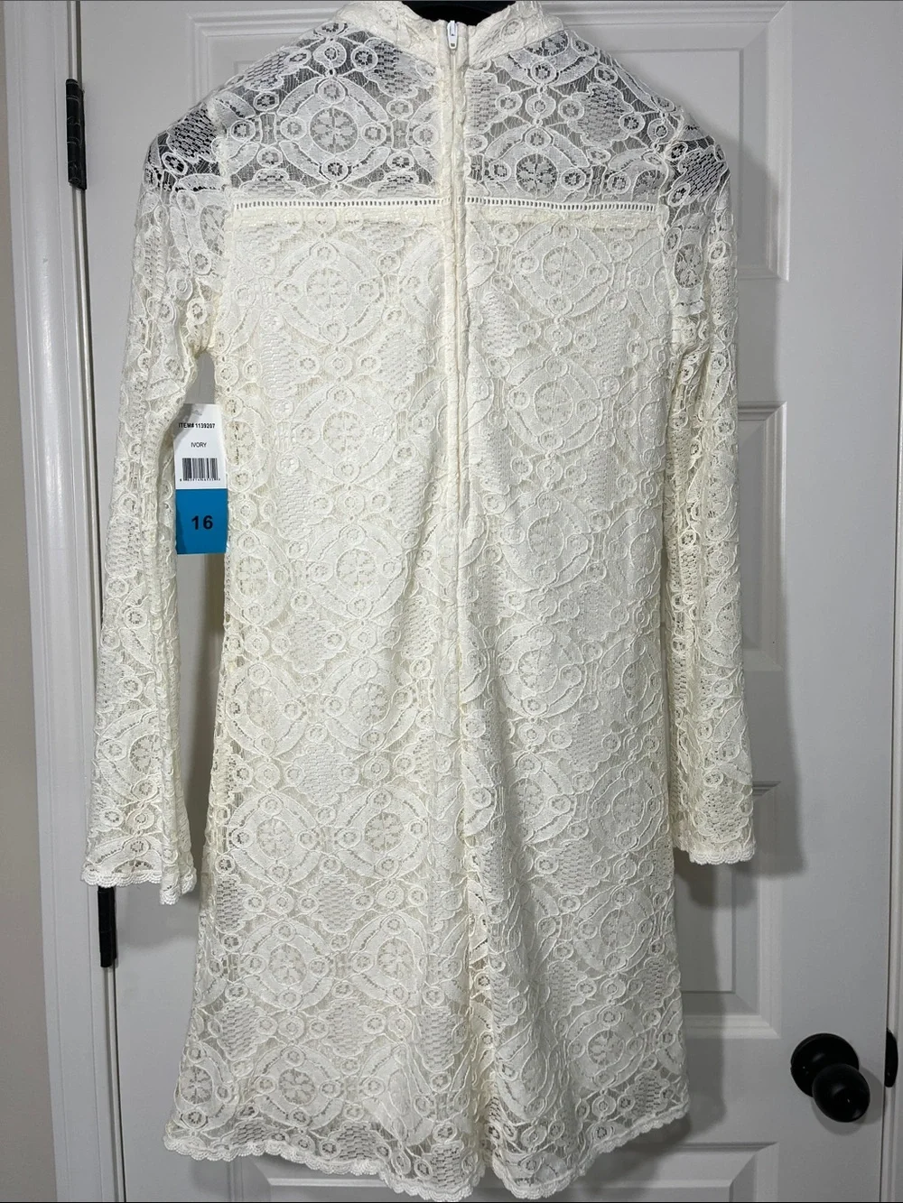 Zunie Ivory Lace Dress Girls 16 Mock Neck Long Sleeve Special Occasion